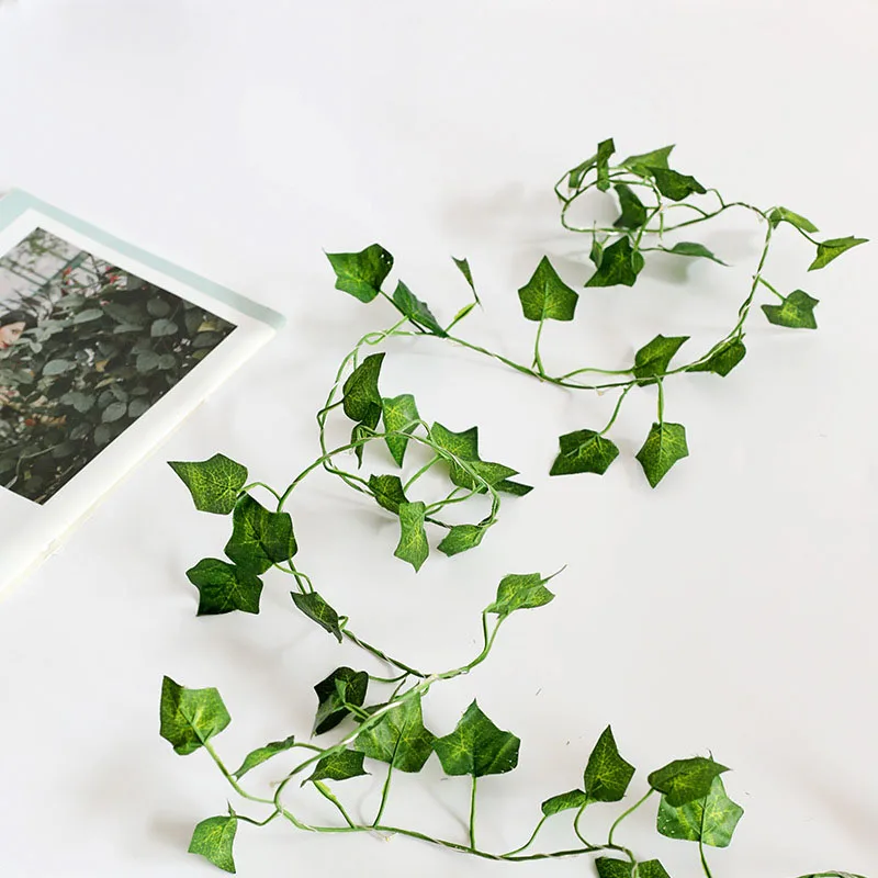 2 м шелковые искусственные зеленые листья ручной работы в форме листа 20 светодиодов для украшения свадьбы Рождественский венок Скрапбукинг цветок