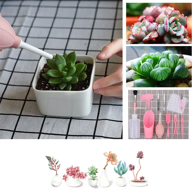 Zamatos Ültetési Eszközök 16Db Mini Kerti Kézi Szerszám Lapát Ásó Gereblye Csipeszek Vízforraló Növények Bonsai Szerszámok Ültetése - Image 2