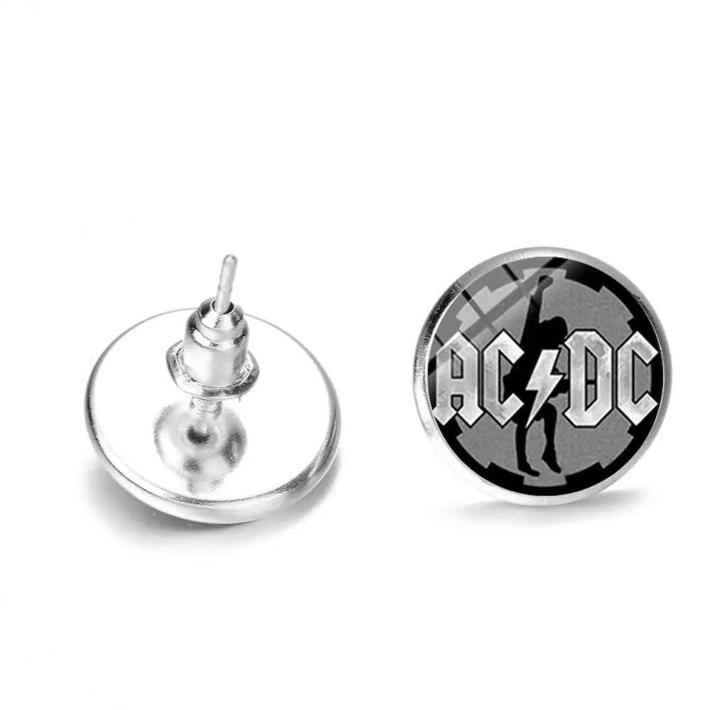 Style 9 SONGDA,, Рок Музыкальная Группа, AC/DC, ACDC, красный логотип, серьги-гвоздики, модные мужские Wo, s стекло, кабошон, музыкальные серьги-гвоздики, панк, ювелирное изделие, подарок - Окраска металла: Style 9
