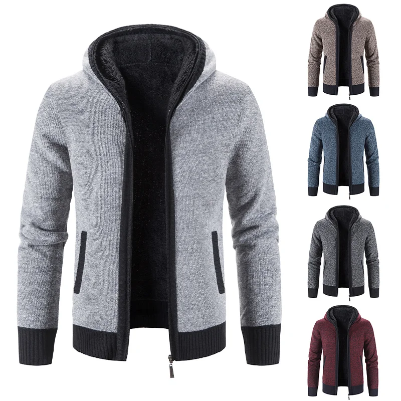 Sweater Jacket Man Cardigan Zipper Up Autumn/winter Warm Casual Spring Fashion Men's Knitting Clothing Fleece Coat