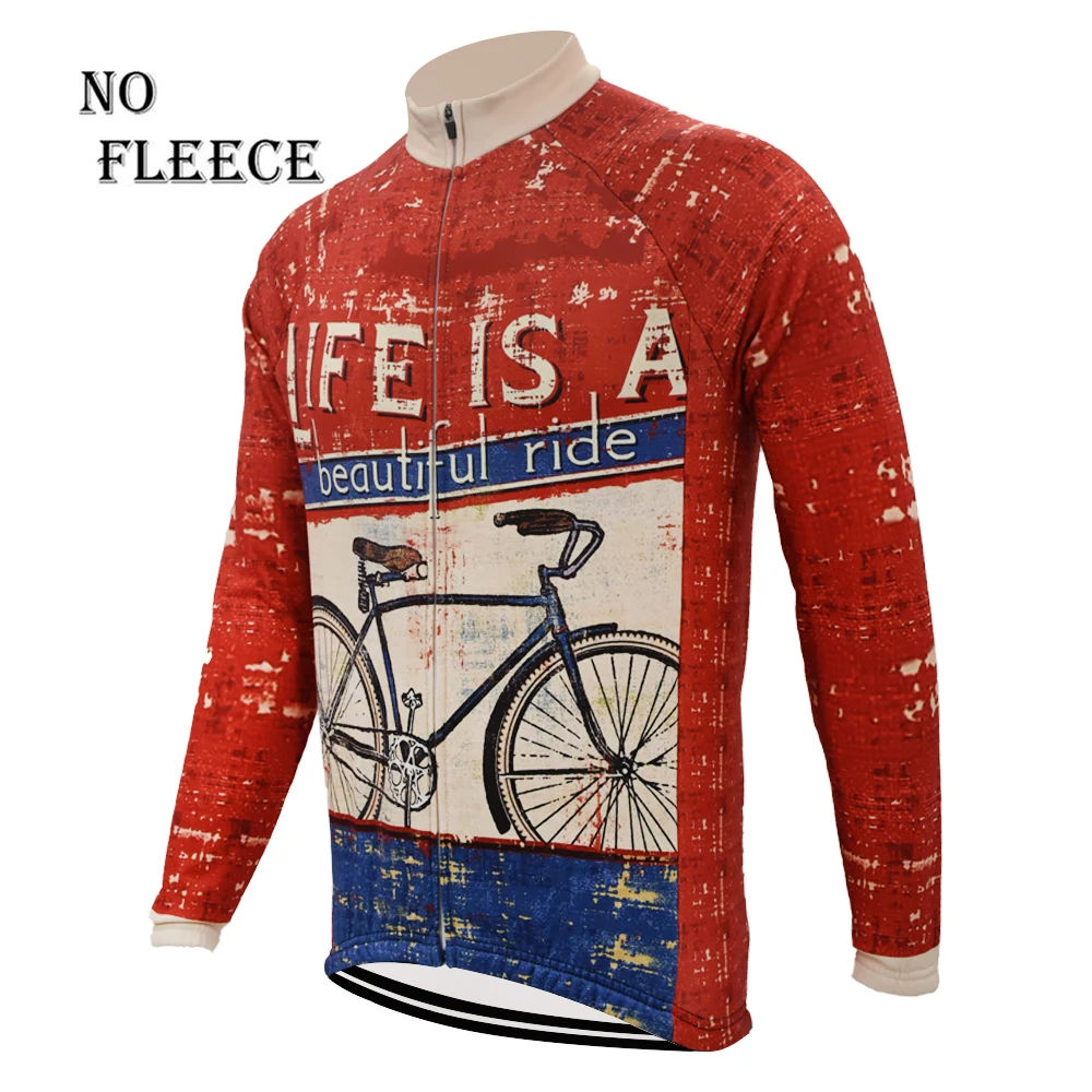 Life is beutful для мужчин Велоспорт jersery с длинным рукавом велосипед зимняя флисовая шерсть и без флиса велосипедная одежда schlafly осень - Цвет: Коричневый