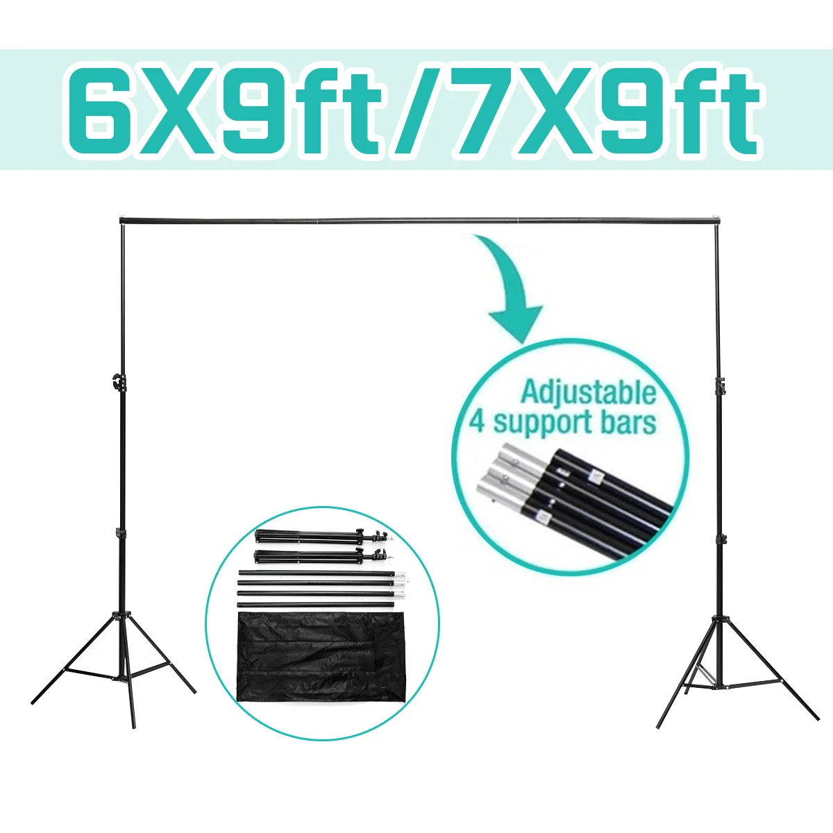 Регулируемый фон для фотосъемки рамка фон для фотосъемки подставка комплект перекладин+ сумка для хранения 200X300/240X300 см