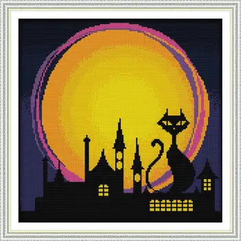 

The Night of Halloween Handmade Needlework Counted Printed Pattern Cross-stitch Sets Dmc Canvas Embroidery New Year's Product
