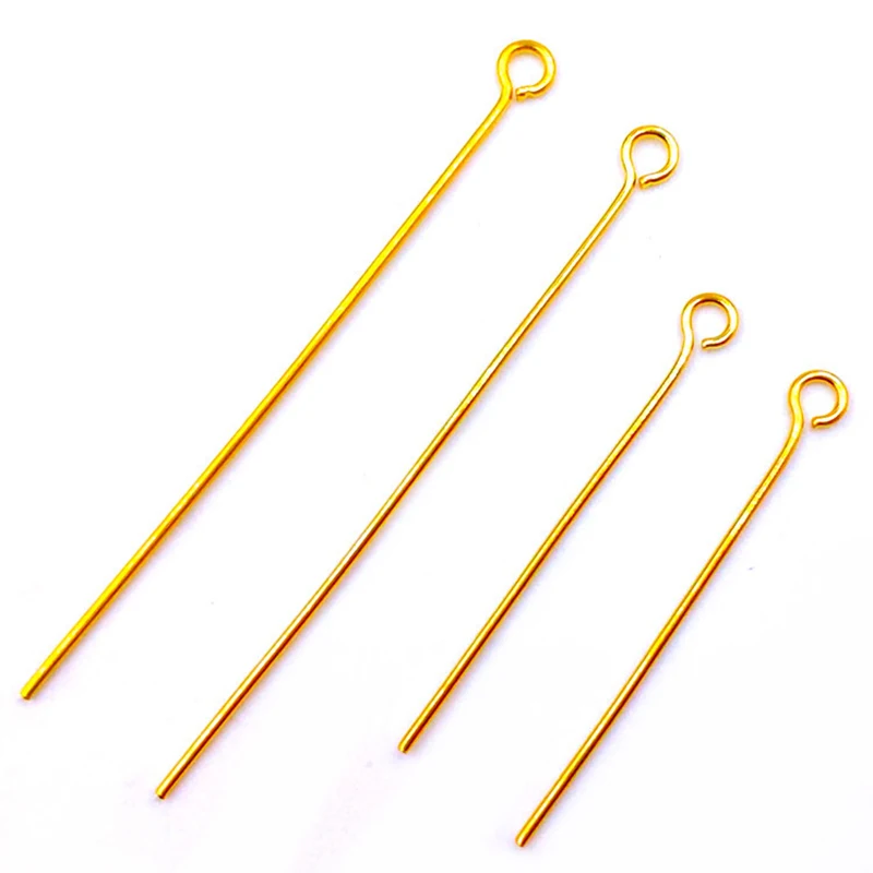 

100pcs Stainless Steel Gold Color Loop Eye Pin Needles 20mm 25mm 30mm 35mm 40mm Loop Eye Pins for DIY Earrings Jewelry Making