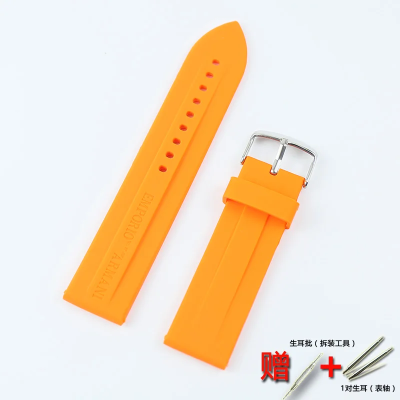 Мужской силиконовый ремешок, аксессуары для часов, пряжка 23 мм, резиновый ремешок для часов, для женщин, для спорта и отдыха, водонепроницаемый ремешок - Цвет ремешка: Orange