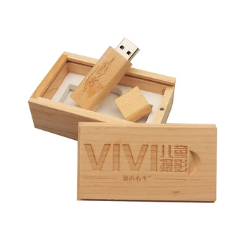 

(10pcs Free Logo ) Maple Wood USB Flash Drive + BOX Memory Stick 32GB/16GB/8GB Pendrive 4GB 128MB for Photography Wedding Gifts