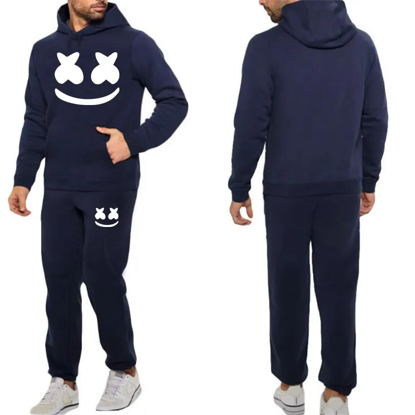Navy blue 94 Модный бренд, спортивная одежда, теплый принт, мужской спортивный костюм, флисовая толстовка, спортивный костюм для фитнеса и бега - Цвет: Navy blue 94