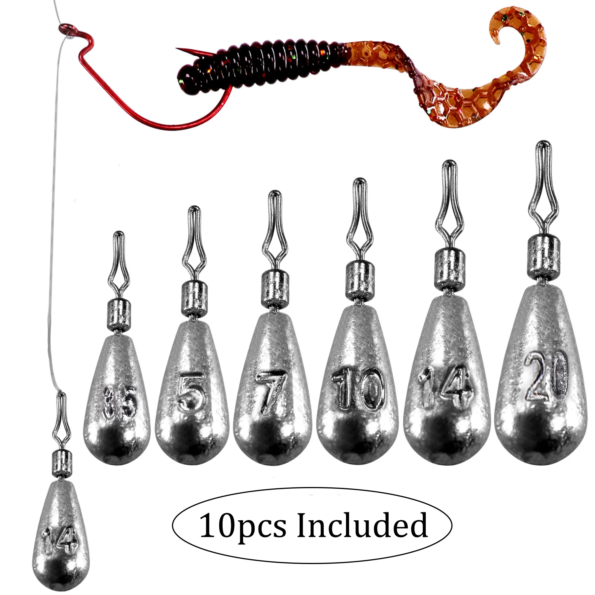 10pcs/lot 3.5g 5g7g 10g 14g Fishing Sinker Weights Tear Drop Shot