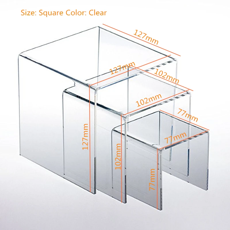 Lot de 3 grands présentoirs en acrylique transparent pour figurines POP