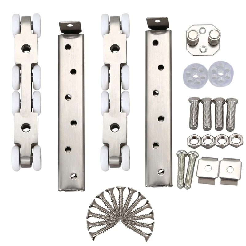 304 Stainless Steel Hardware Sliding Doors Pulley Hanging Rail Wheels with Silent Bearing High Load-Bearing Durable Home Hardwar