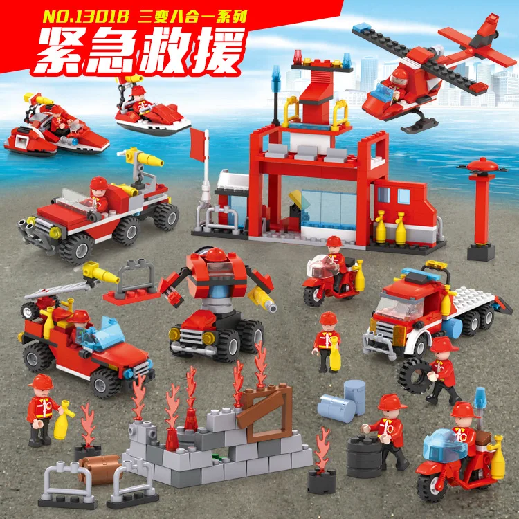 

Golden Eagle Cogo Little White Dragon Firefighting Brigade Model Building Blocks Emergency Rescue Team Children Parent And Child