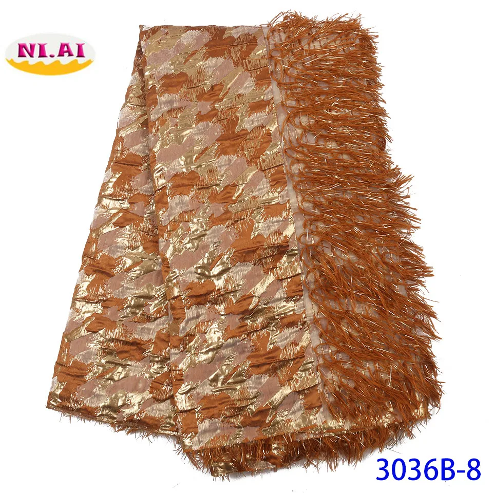 NIAI African Lace Fabric High Quality Lace Material Tulle Nigerian Brocade Mesh Lace Fabrics For Wedding Dress XY3036B-2