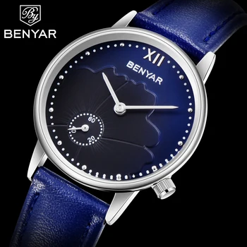 

BENYAR 2020 Luxury Fashion Women Watch Waterproof Blue Simple Ladies WristWatches Top Brand Leather Woman Clock Relogio Feminino