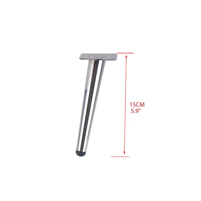 4Pcs Furniture table legs Silver Gold Metal Tapered Sofa Cupboard Cabinet Leg Feet 10/15//20/25/30 With Mounting Screws Tilt foot 15cm
