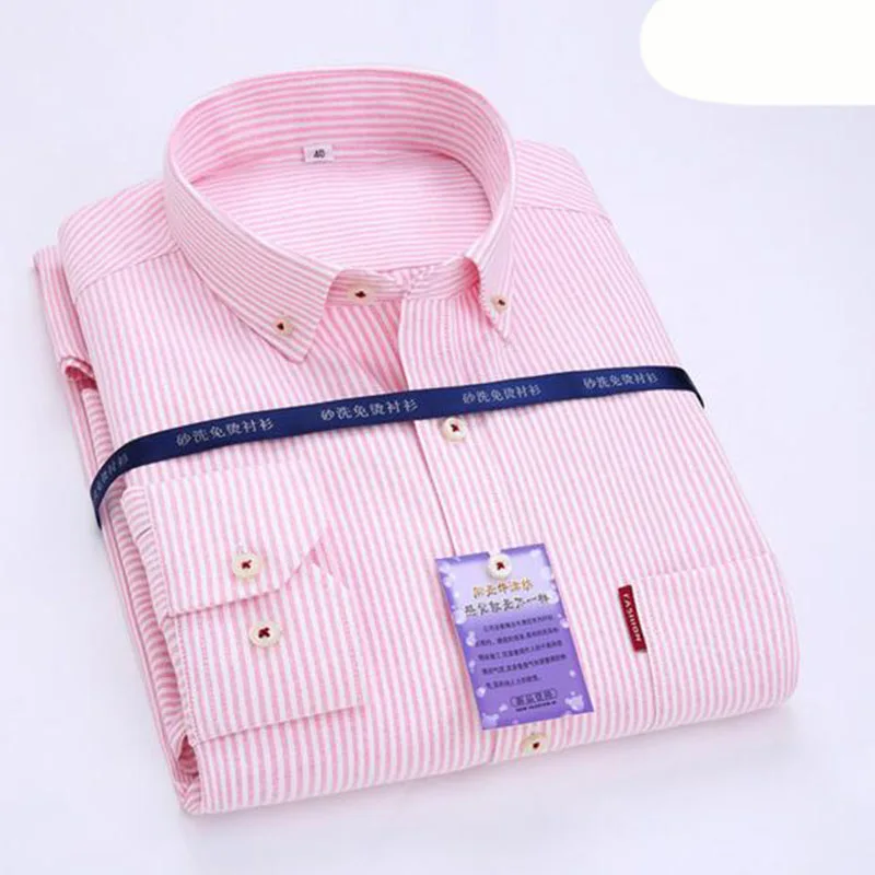 Полосатые повседневные рубашки с рисунком Camisa, Модные дышащие удобные Оксфордские тонкие хлопковые рубашки с отложным воротником