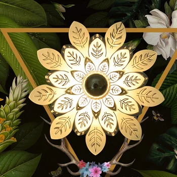 

Nordic Ceiling Lamp Flower Shape Corridor Hallway Lamp Bedroom Wall Lamp Study Living Room Dining Room Yellow LED Bulb