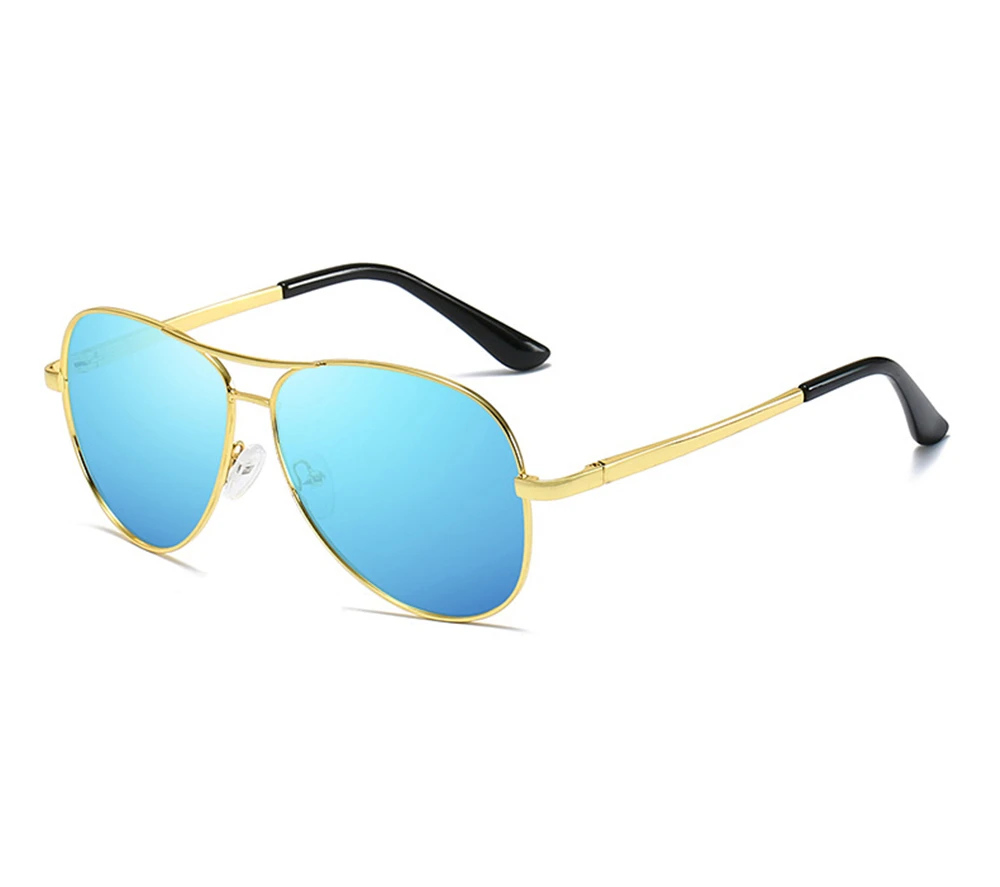 Gold frame ice blue Новинка, мужские солнцезащитные очки, поляризационные, металлические, Ретро стиль, Жаба, зеркальные, для вождения, модные, индивидуальные, меняющие цвет, очки - Цвет линз: Gold frame ice blue
