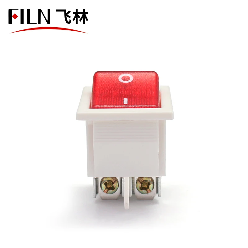 FILN 22x28mm WEISSER Ein/Aus-Schalter 16A/250V 4 Schraubanschlüsse DPST T85 Auto Boot Marine Kippschalter mit LED 220V – Detail 3