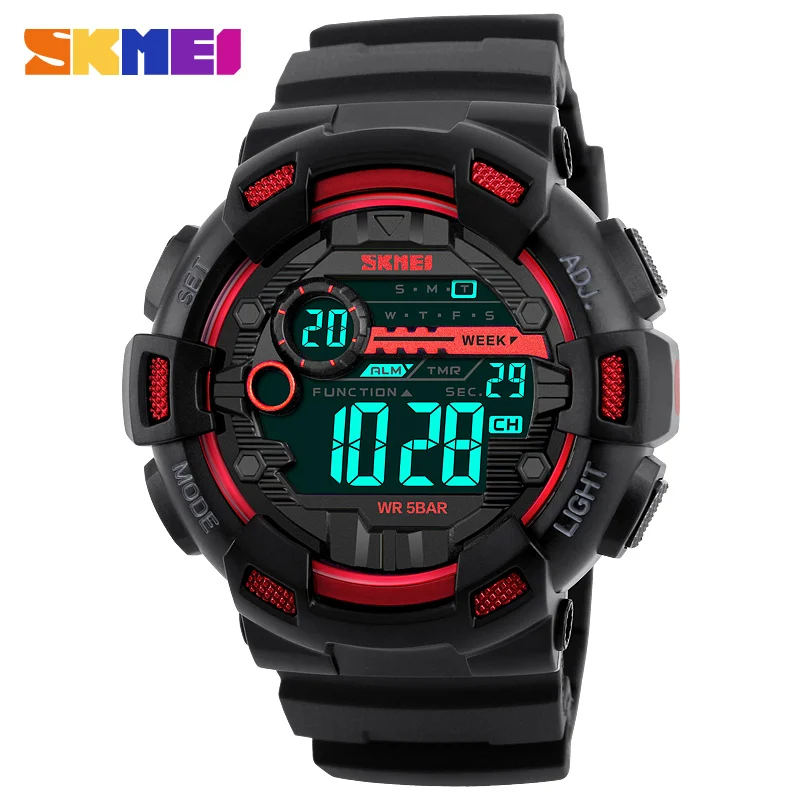 

Sport Watch Men Multifunction 5Bar Waterproof Outdoor PU Strap LED Display Watches Chrono Digital Watch reloj hombre SKMEI 1243