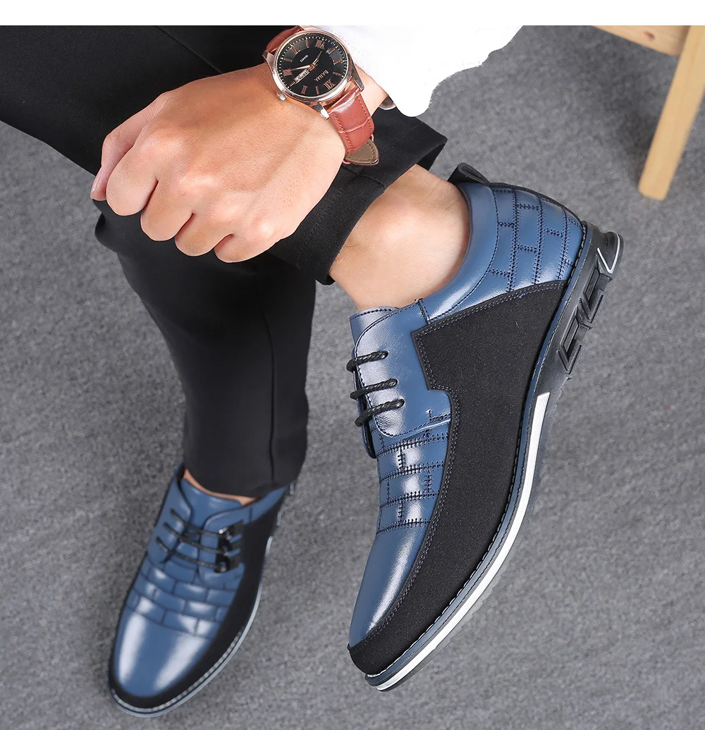 Men Casual Shoes Fashion Brand Classic Casual Men Pu Leather Shoes Black Hot Sale Breathable Business Lace-Up Men Shoes Big Size