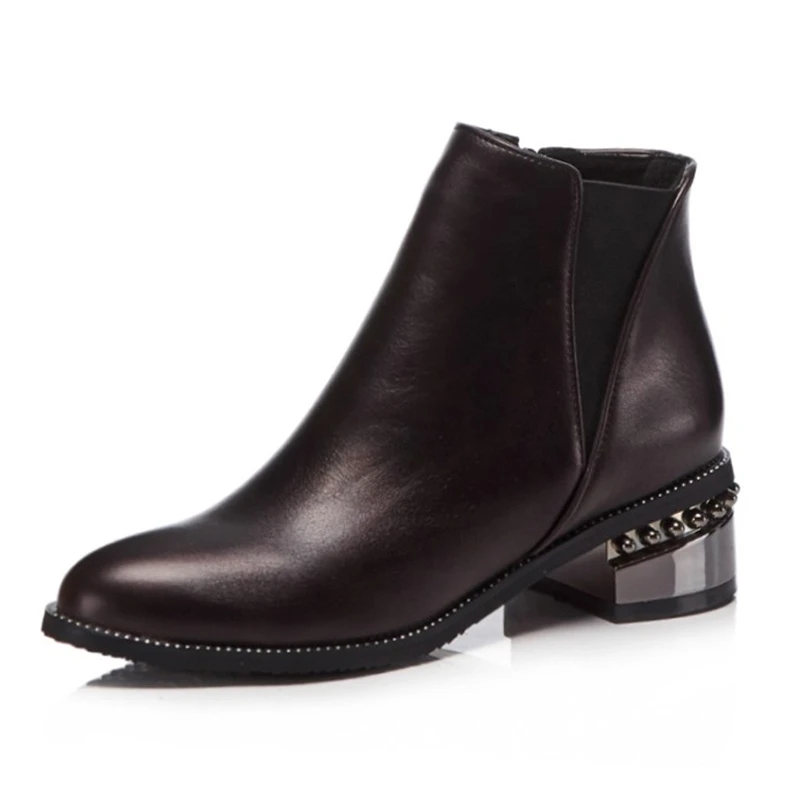 

Plus Size 33-48 Pointed Toe Punk Women Ankle Boots Zipper Solid Color Shoes Autumn Winter Fashion Daily Women Boots