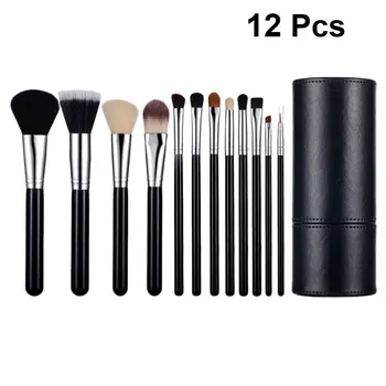 

12Pcs Black Drum Makeup Brush Powder Eye Shadow Brush Beginner Full Beauty Makeup Kit(Black)