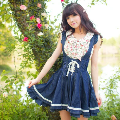 

Liz Lisa Sweet and Lovely Lace Band Strap jeans Skirt