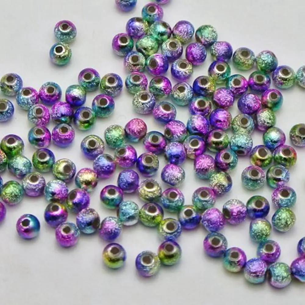 

1000 Peacock Mullti-Color Glitter Acrylic Round Beads 4mm(0.16") Spacer Finding