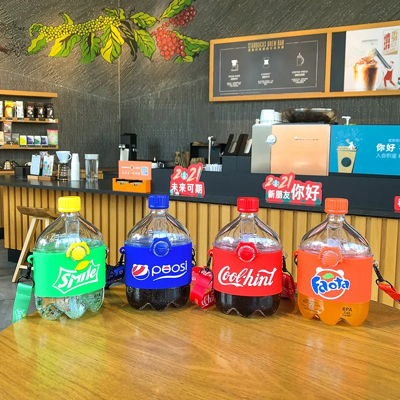 

Ins Hot Creative Water Cup Colourful Portable Children's Milk Juice Bottle Outdoor with Fashion Rope 300ml Children's Gift