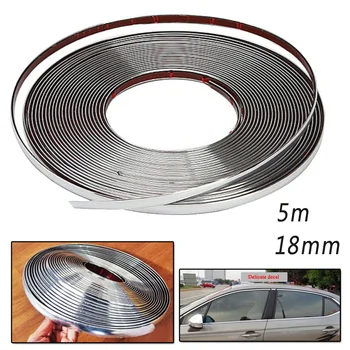 

5 M * 18 Mm Car Bright Silver Chrome Moulding Trim Bumper Strips 5m*18 Mm Adhesive In High Quality For Car