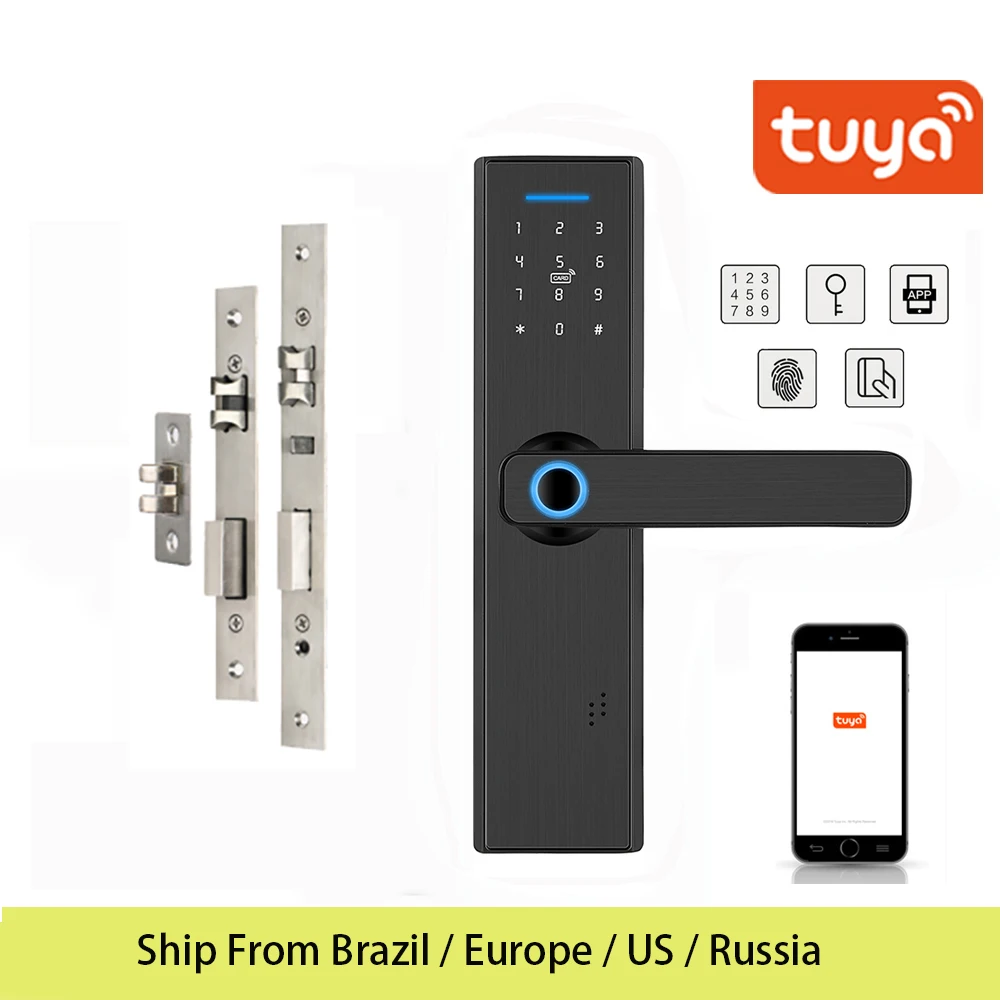 Tuya APP умный дверной замок отпечатков пальцев RFID карта и браслет WiFi электронный