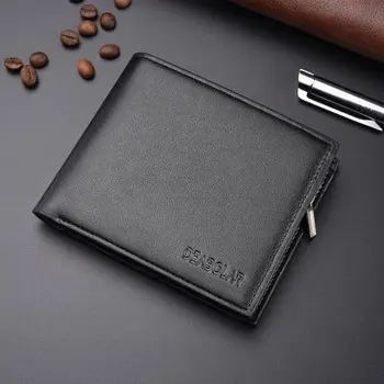 

Fashion men Letter Wallet Zipper Short Clutch Solid Vintage multi-function wallet tide short men's wallet good quality