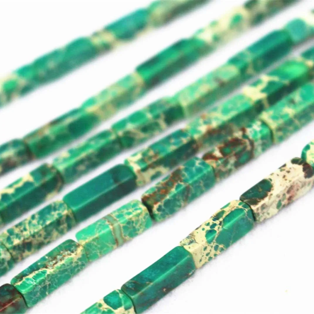 

Wholesale Natural Sea Sediment Stone Charms Beads Azure Imperial Jaspers Emperor Snakeskin Loose Bead 4*13mm Jewelry Making Bead