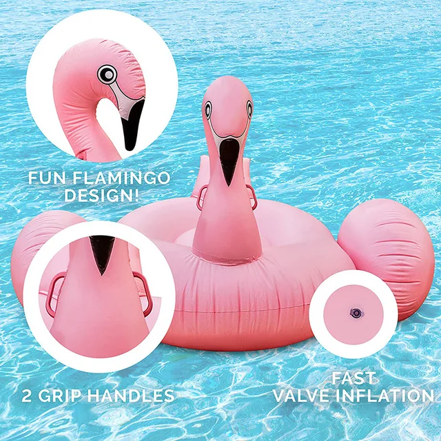 150cm Large Summer Swimming Pool Inflatable Giant Pink Flamingo Laps Floating Bath Water Toys Pool Fun Raft Water On Party Toys 3