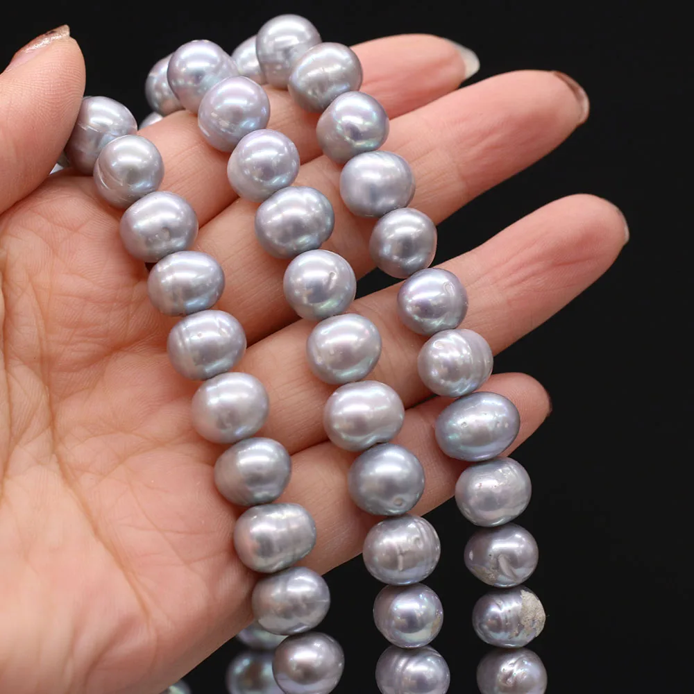 Natural Fresh Water Punch Pearl Gray Beads 10-11mm DIY for Jewelry Making Necklaces Accessories Bracelet Earrings Gift 36cm