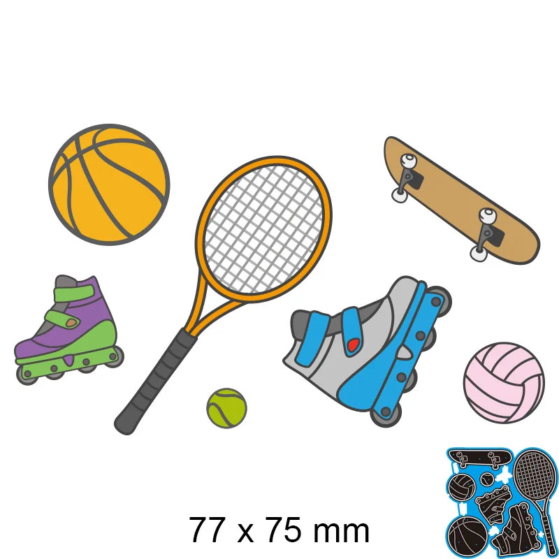 

77*75mm Sports Equipment New Cutting Dies Scrapbook Decoration Embossing Paper Craft Album Card Punch Knife Mold