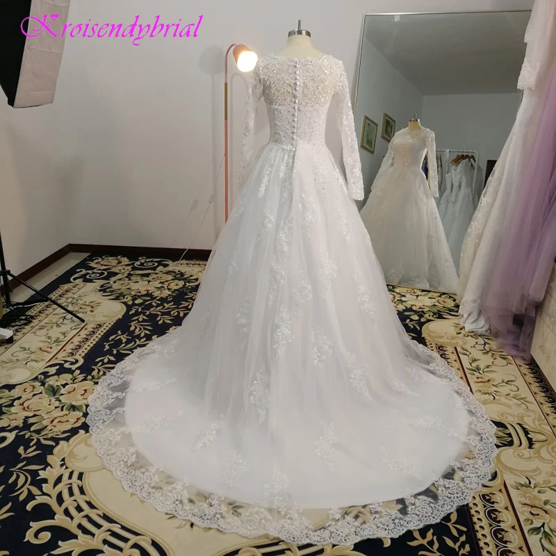 DZW004 на заказ винтажное Бальное Платье Свадебное Платье Vestidos De Noiva с длинными рукавами кружевные платья Свадебное элегантное платье de mariage
