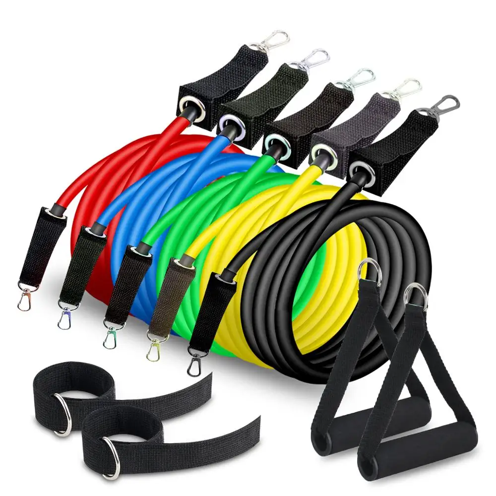 

11pcs/set Latex Tubes Pedal Exercise Body Training Workout Equipments for Yoga Fitness Elastic Pull Rope Rubber Resistance Bands