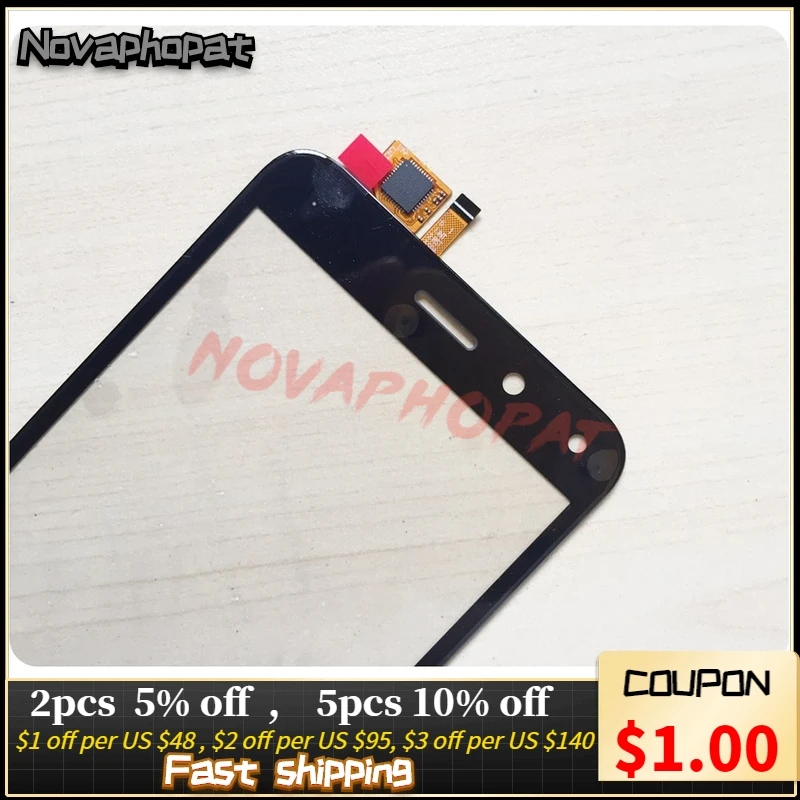 Черный сенсорный экран Novaphopat для BQ 5011G Fox View / 5015L первый с цифровым