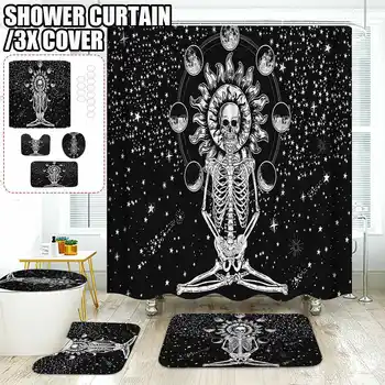 

180x180cm Bathroom Set Waterproof Shower Curtain Bath Cover Bathroom Decor Skeleton Type