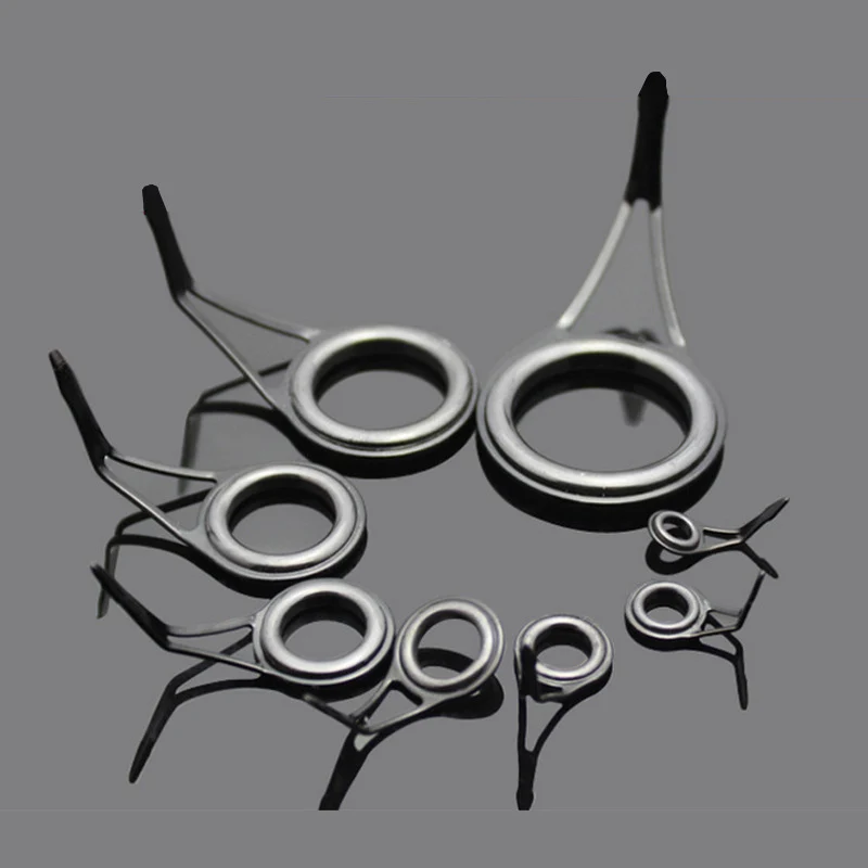 

8 Pcs Ceramic Fishing Rod Guide Tip Strong Line Repair Set Kit DIY Rings High Carbon Steel Frame Hot Sales