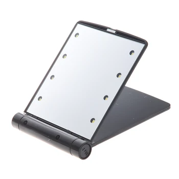 

LED Pocket Handbag Compact makeup mirror foldable with lights cosmetic handheld - Black