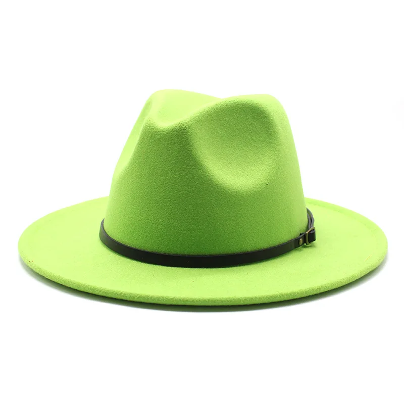 Lime Green Fedoras Hat Panama Felt Hat For Women Jazz Hat Fedora Hat
