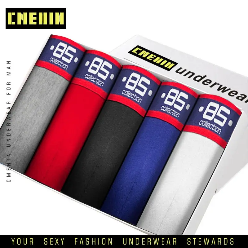 

5pcs/lot Underwear Shorts Men Soft Boxers Cotton Boxer Mens Solid Boxer Shorts Plus Size Boxers Gay Man Underpants Lot BS138