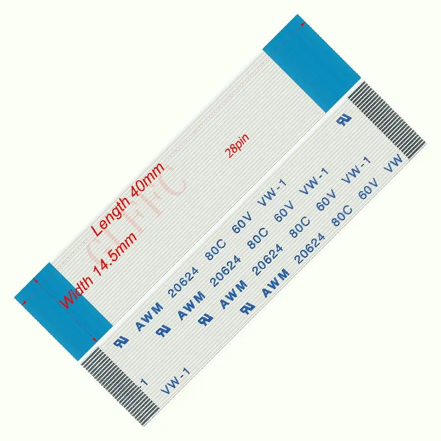 28pin 0,5 Шаг 40 мм-250 мм a-тип Гибкий плоский кабель FFC awm 20624 ROHS для ttl lcd DVD Компьютера - Цвет: 40