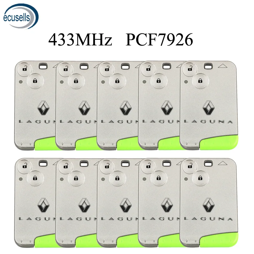 

10PCS/LOT, NEW Smart Card Remote Key Fob 2 Button With PCF7926 Chip For Laguna Espace 433MHZ ID46 Chip