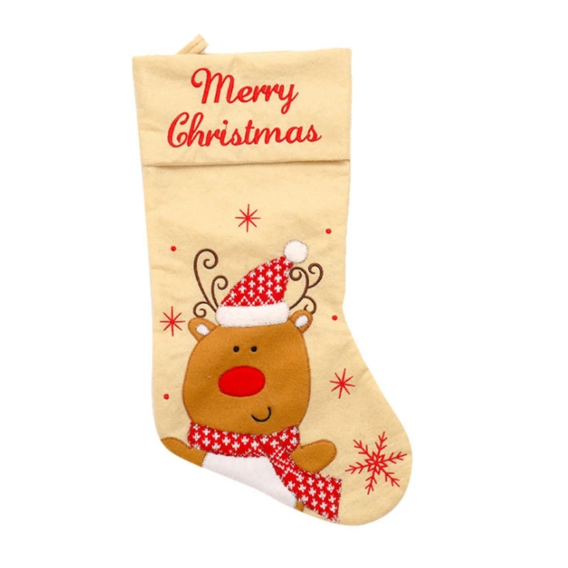 Christmas Stocking With Hanging Rope Christmas Candy Gift Bag For Children Portable Gift bag(large Size