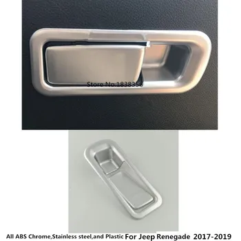 

Hot Sale For Jeep Renegade 2017 2018 2019 2020 Car Body ABS Chrome Co-Pilot Glove Box Front Trim Lamp Panel Frame Hood 2pcs