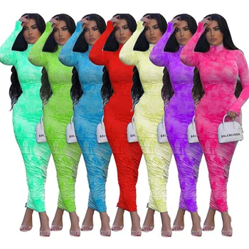

Madam clothing OWLPRINCESS 2020 Summer New Women's Crew-Neck Long-Sleeve Top Pleated Dress