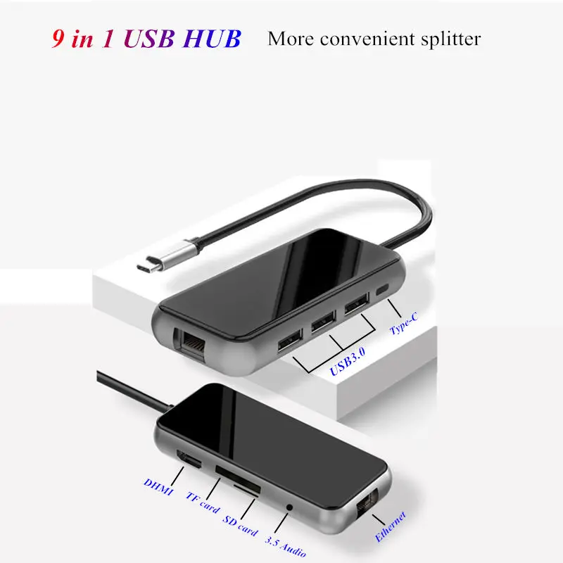 

Computer adapter Multiple mouthfuls USB3.0 and HDMI RJ45 Ethernet PD Charge SD TF Card Reader 3.5 audio HUB Type-C For xiaomi
